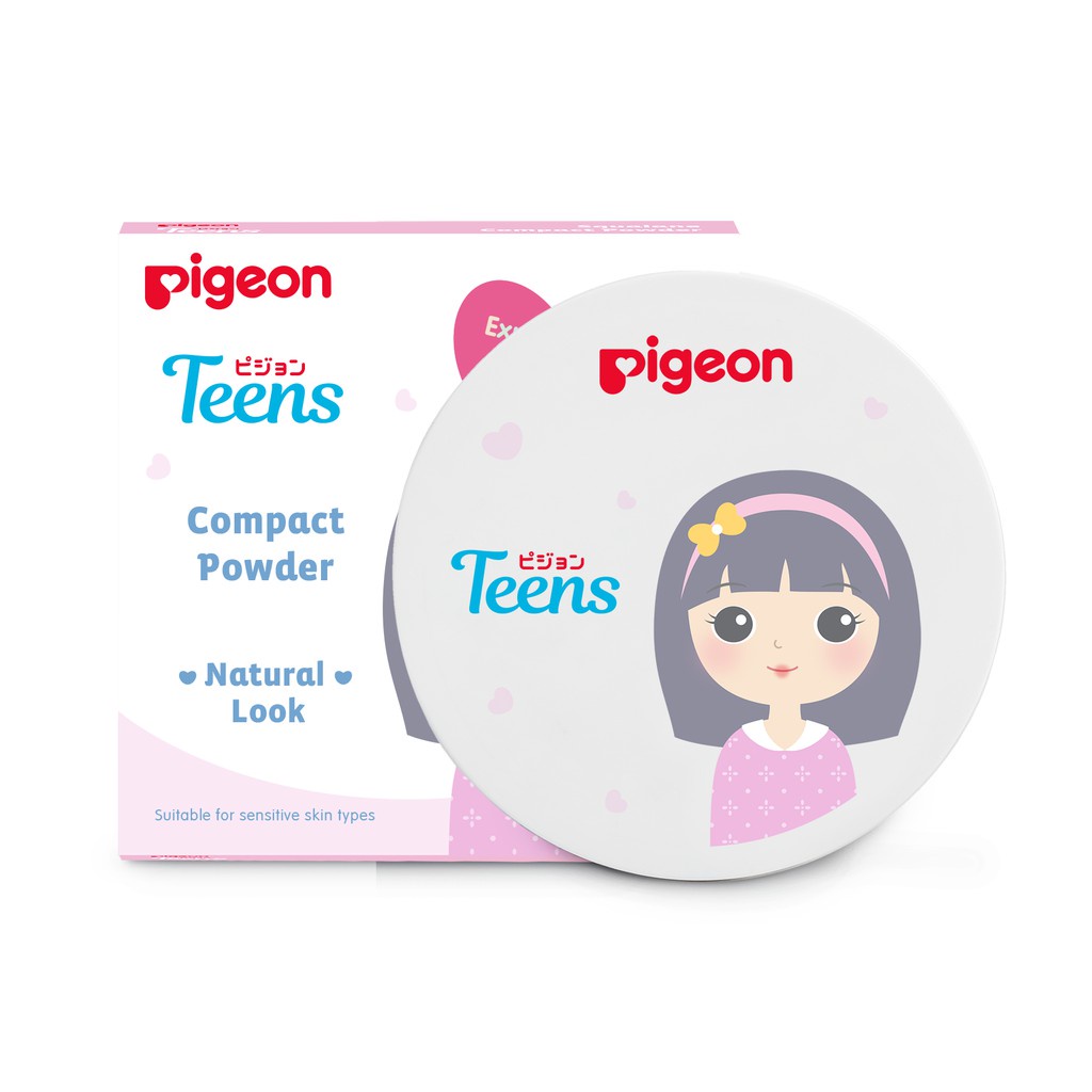 PIGEON Teens Compact Powder Pink Compact Powder Natural Look Bedak Padat Pigeon