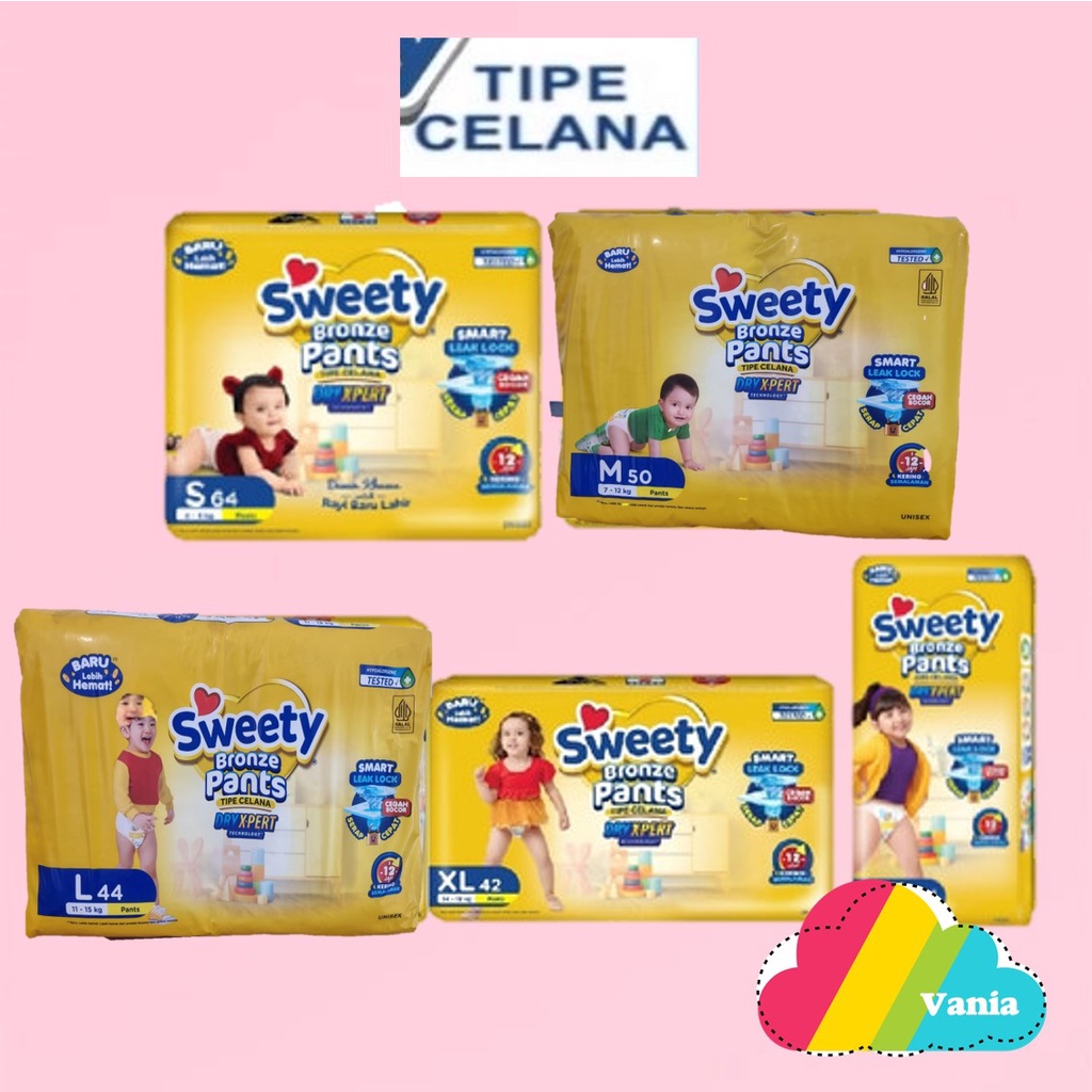 Sweety Bronze Pants S64 M50 L44 XL38 popok anak bayi baby diapers super jumbo S 64 M 50 L 44 XL 38 popok sekali pakai vaniasusu vaniastore