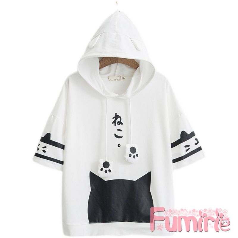 【Fumirie】Ready Kaos Hoodie Jepang Korea Unik Lucu Kucing Kelinci Sailor Seifuku Kawaii Kaos Couple Unisex Kaos Tshirt Kekinian