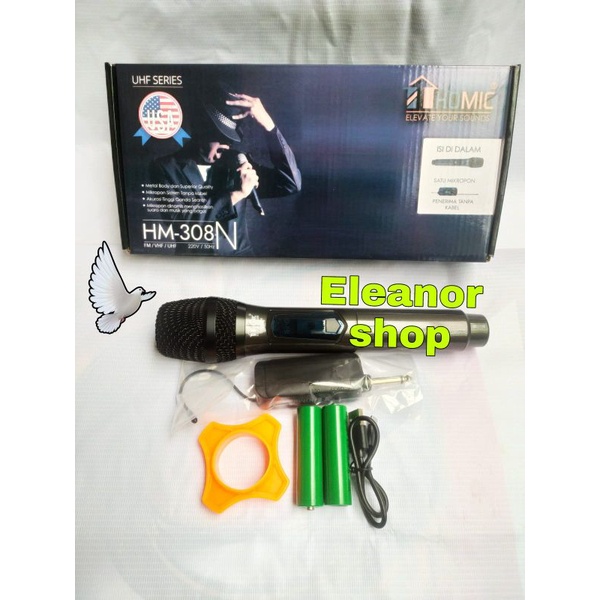 Mic Wireles Microphone Singel / Microphone Tanpa kabel Homic HM-308N