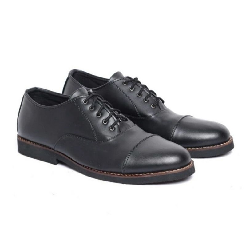 Sepatu OXFORD X.Eight Pria Ukuran Besar 43.44.46.46.47.48 Sepatu Kerja Pantofel Formal JUMBO Oversize Hitam Original, 44