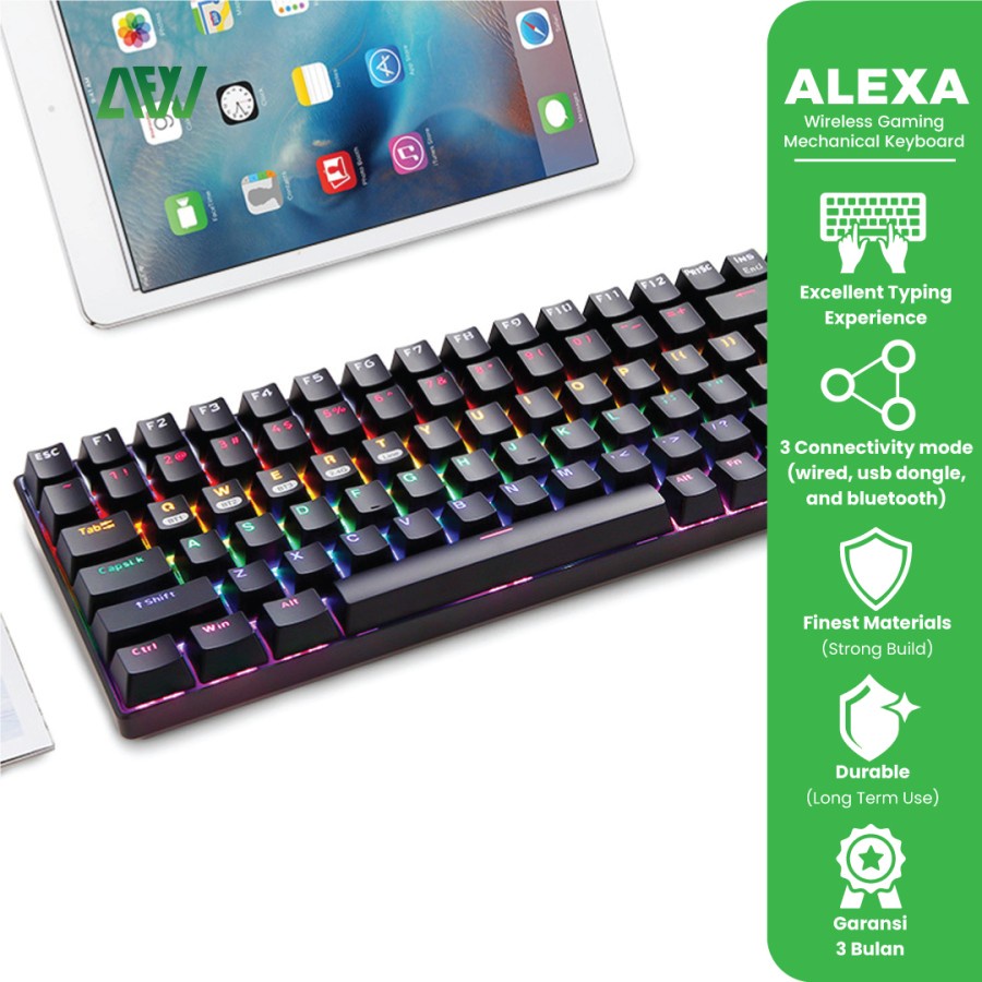 ALEXA Keyboard Gaming Mechanical Wireless Key Backlight RF84