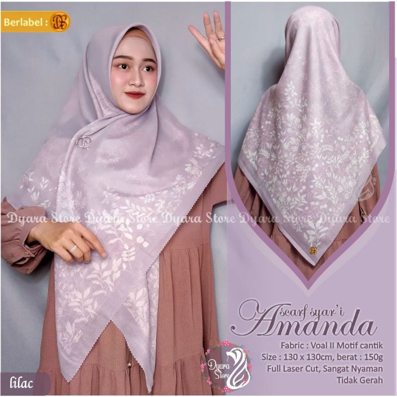 Humaira Scarf Jumbo // Jilbab Segi Empat Motif by Dyara Store