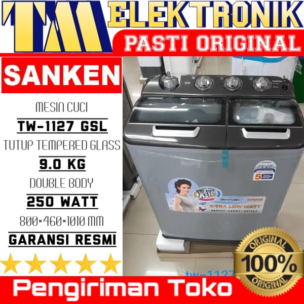 MESIN CUCI SANKEN TW 1127GSL / MESIN CUCI 2 TABUNG KAPASITAS 9 KG