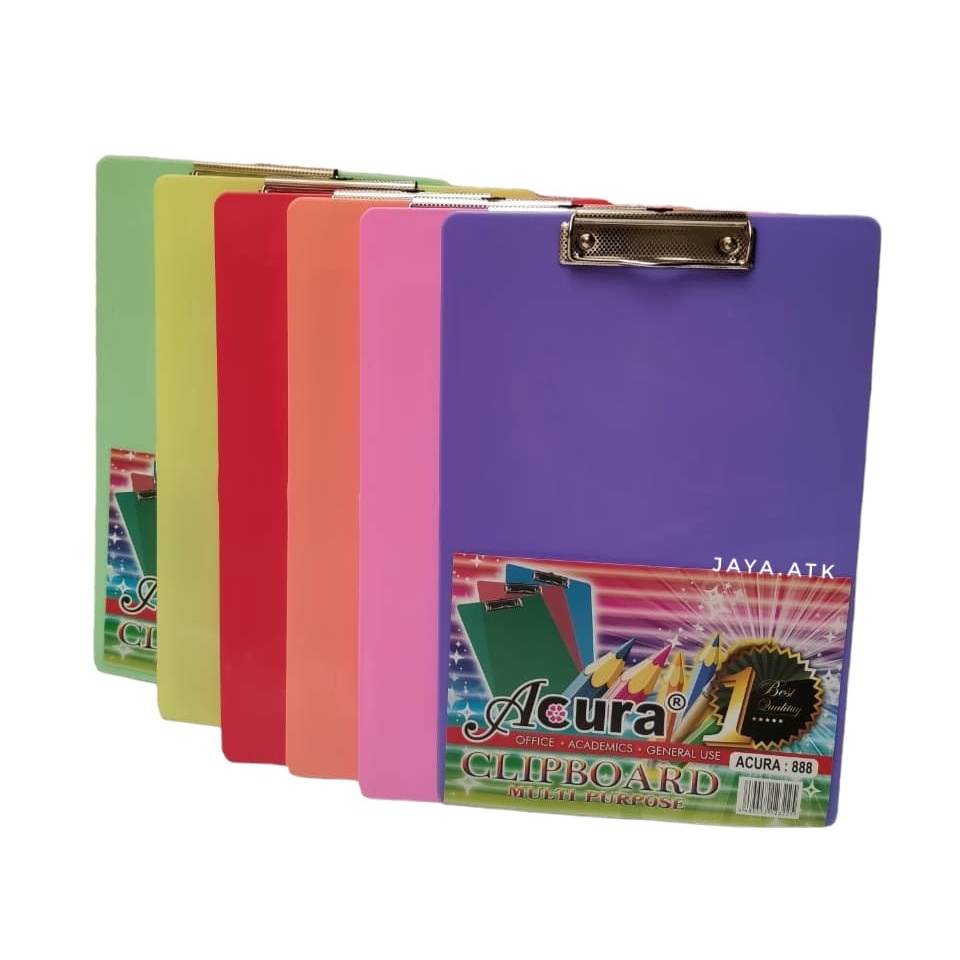 CLIPBOARD PAPAN JALAN UJIAN FOLIO PLASTIK WARNA PASTEL POLOS TEBAL ANTI PECAH