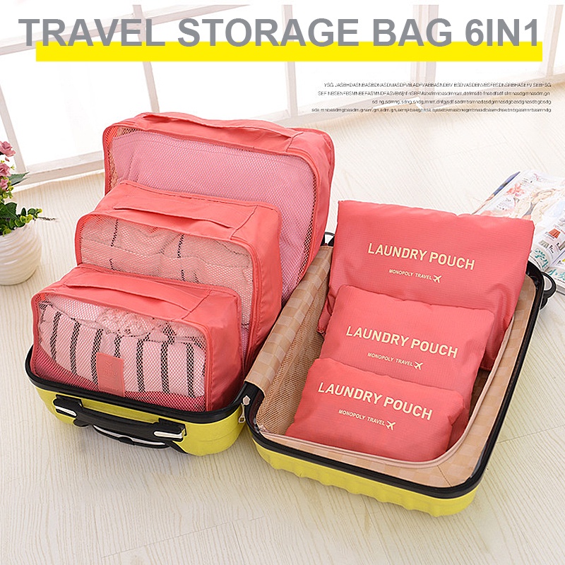 6 IN 1 TRAVELLING BAG PRAKTIS ORGANIZER POUCH SET ORIGINAL TAS PENYIMPANAN TRAVEL  TAS TRAVEL ORGANIZER