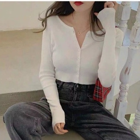 BAILEY CARDY RAJUT CROP/CARDIGAN RAJUT CROP TOP/ANGEL BOTON SKIRT