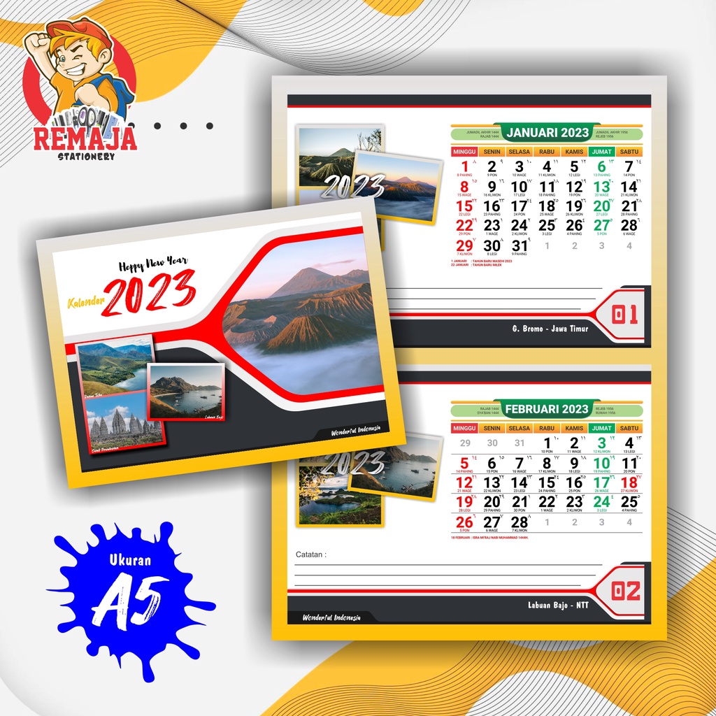 

Kalender Meja Duduk Ukuran A5 Tahun 2023