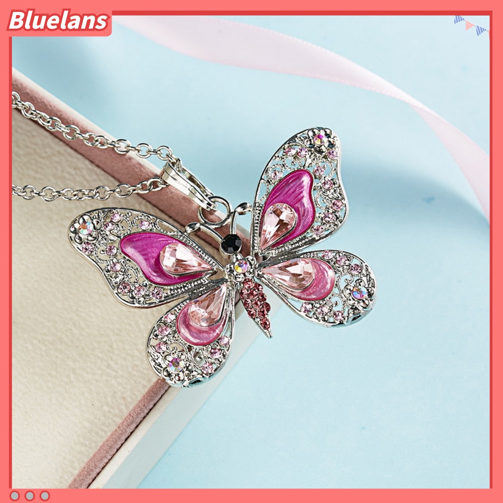 Kalung Bentuk Pita Bahan Alloy Aksen Berlian Imitasi Untuk Wanita