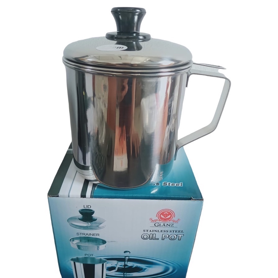 OIL POT GLANZ Saringan Minyak Stainless Steel Tebal 1200ML