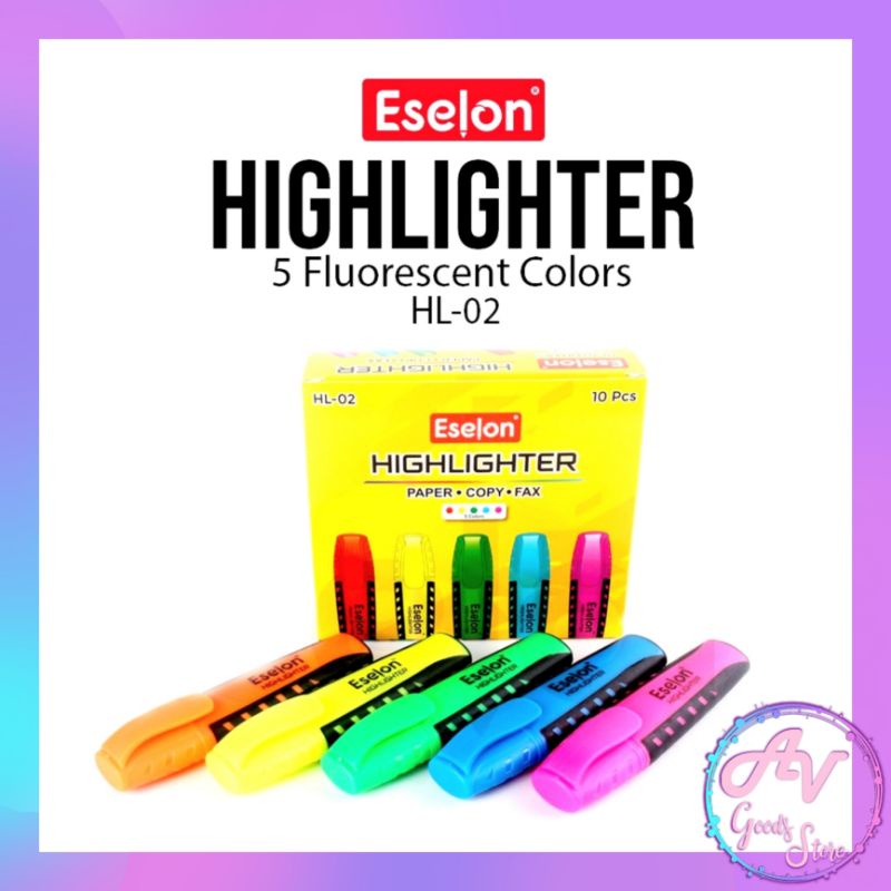 

Highlighter Eselon Flurescent HL-02 / 1pak Stabilo Fluorescent isi 10pcs (5 Warna)