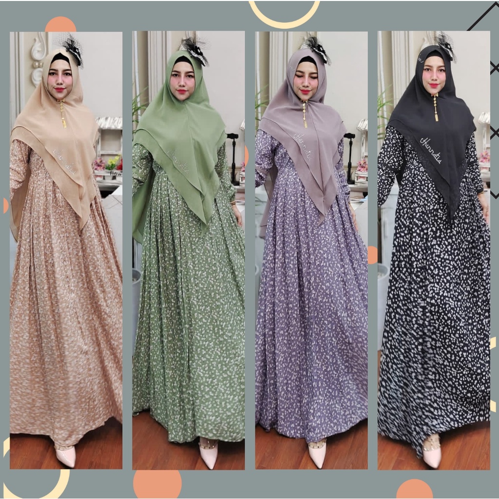 HOMEY DAISY SERIES gamis syari ori by Hannatia hannatia hanatiah hanatia (cek stok dlu yaa)