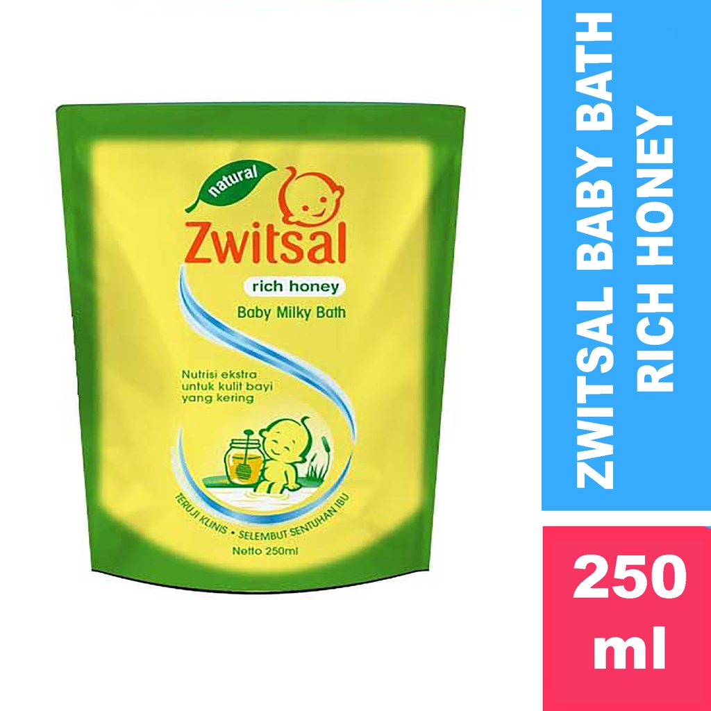 Zwitsal Natural Baby Milky Bath Rich Honey 250 ml - Sabun Cair Mandi Bayi