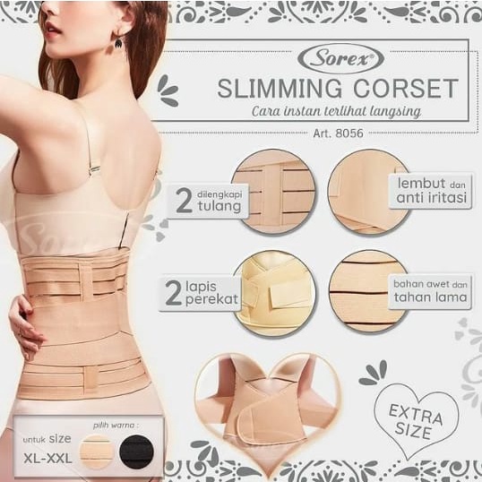 Sorex Slimming Corset 8056 Korset Stagen Tulang Pelangsing, Pembentuk Tubuh Extra Size