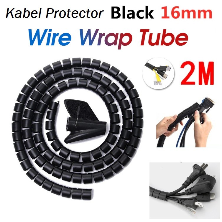 Kabel Duct 16mm Spiral Pembungkus Pelindung Wire Wrap Tube Rapi Lilit