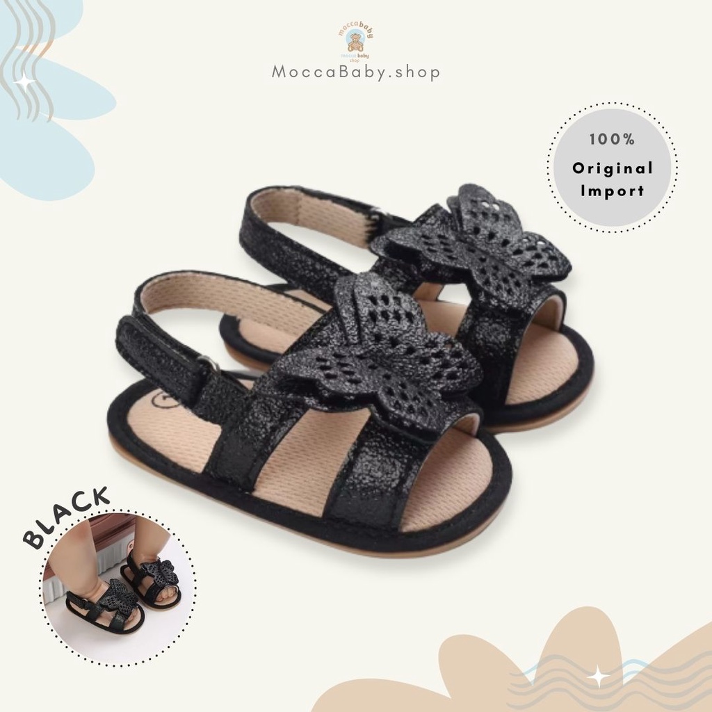 MBSS - PREWALKER Sepatu Anak Bayi Baby Shoes Sandal Casual Socks Anti Slip Bahan Import / BUTTERFLY MICA