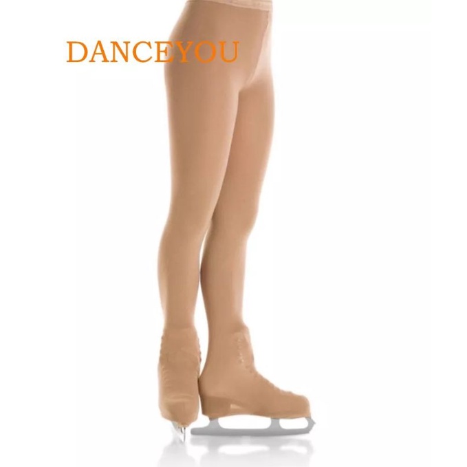 Legging DANCEYOU Celana Stocking Figure Ice Skating Tights Over Boot Cover with Clip Polos non Mondo