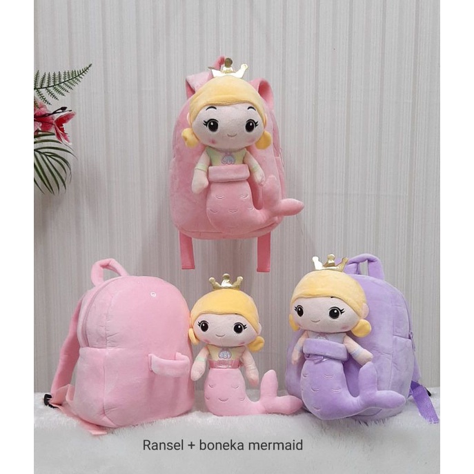 Ransel Boneka Mermaid Putri Duyung Princess Tas Anak Ukuran 25cm Sekolah Paud TK