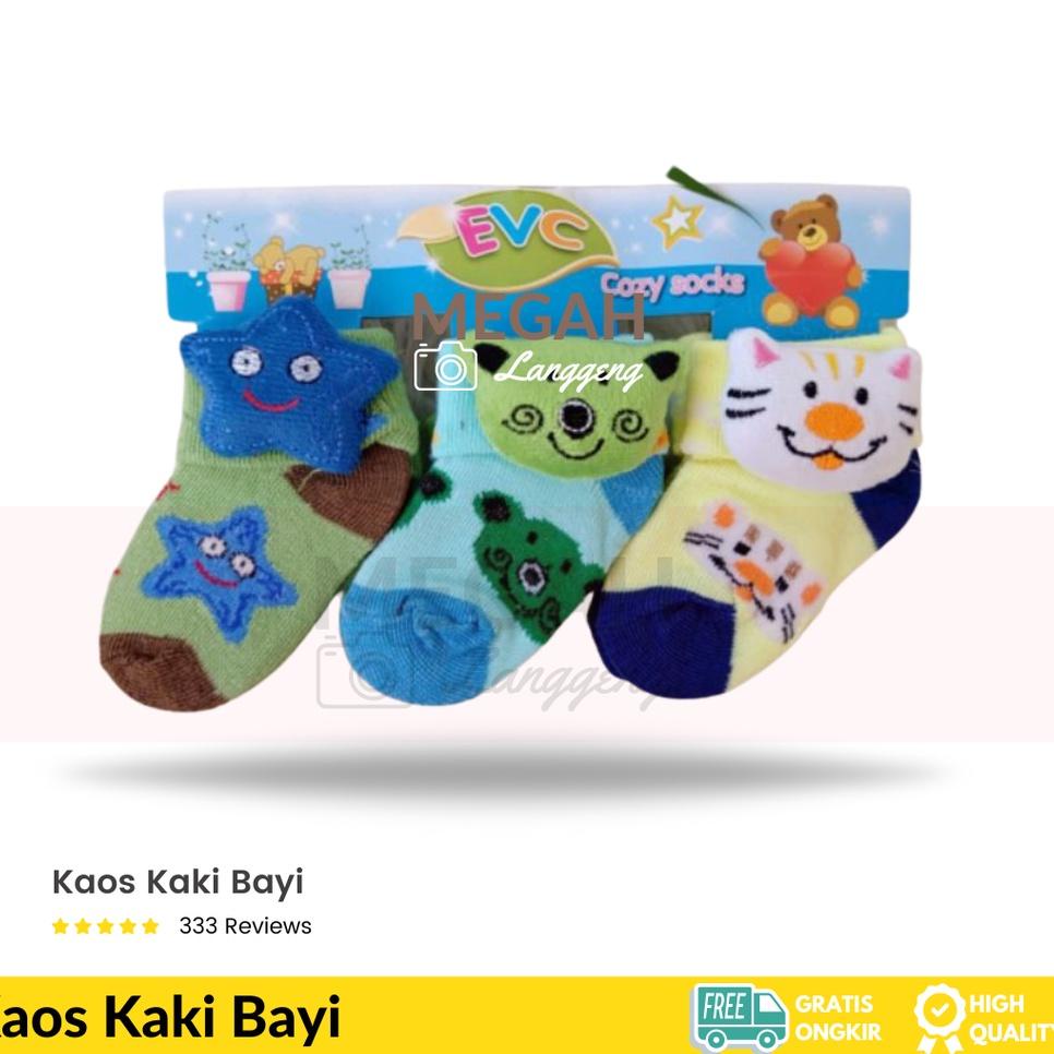 Kaos Kaki Bayi (isi 3 pasang) kaos kaki bayi boneka 3D / kaos kaki baby 3in 1 motif karakter lucu - 