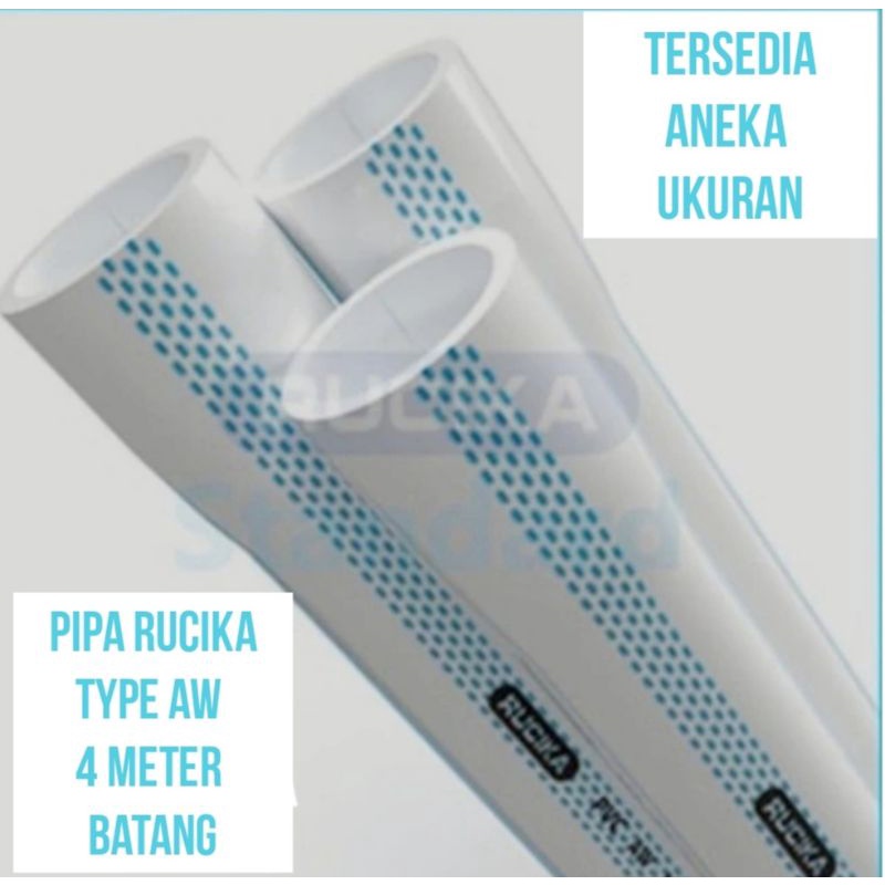 Pipa 1/2" Pipa Rucika AW 1/2" inch Per Batang 4 Meter Pipa PVC Rucika