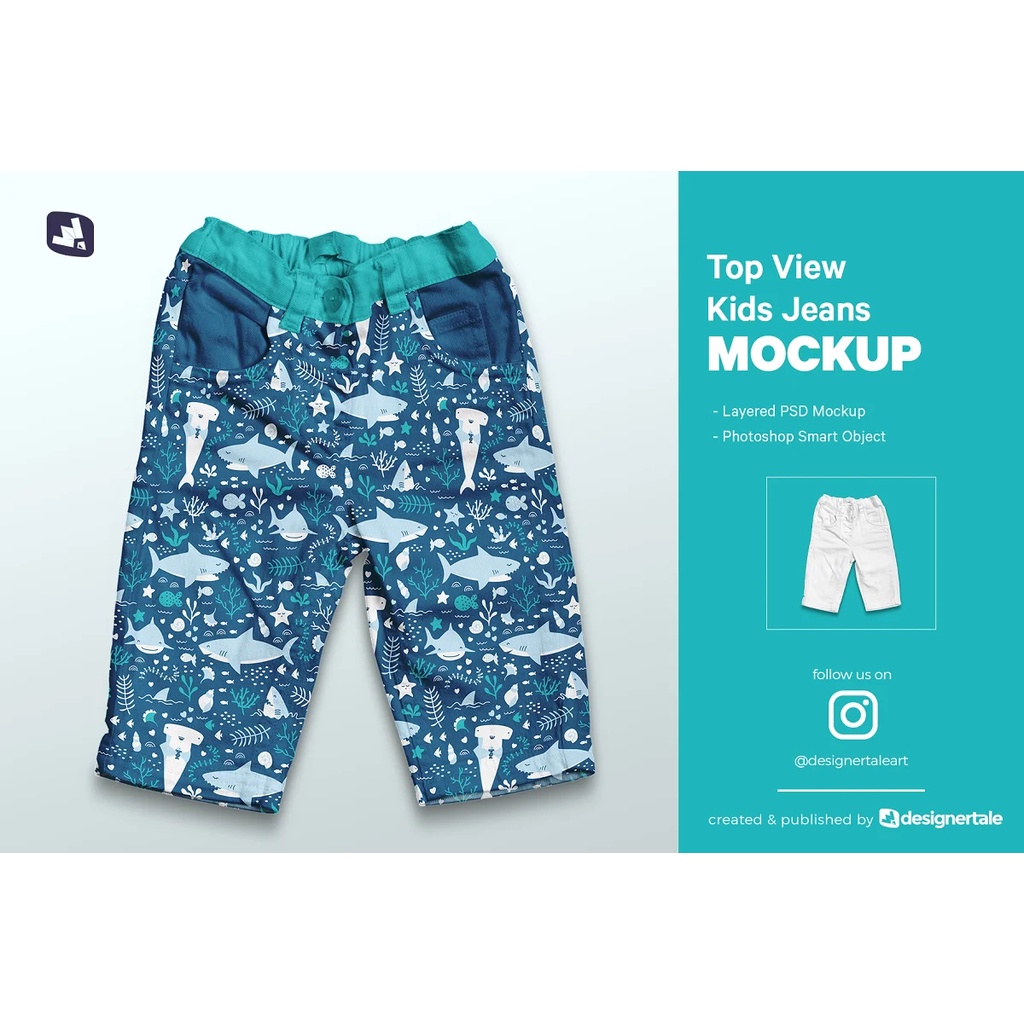 Top View Kid S Jeans Mockup