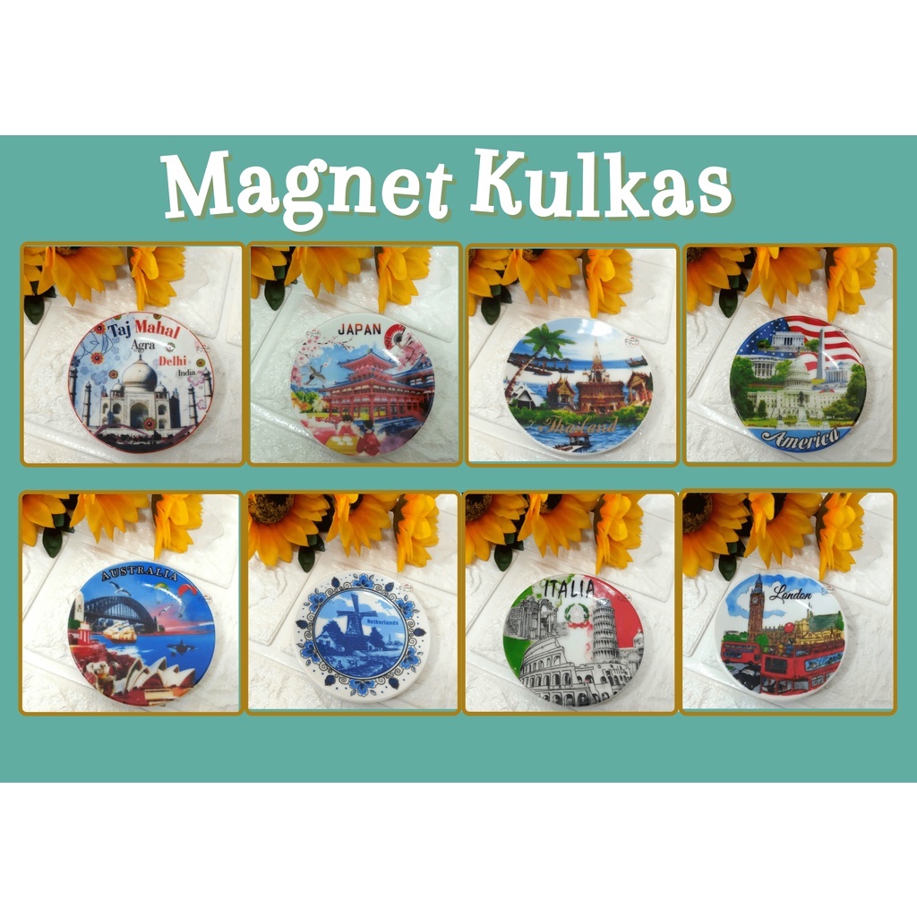 MAGNET KULKAS / MAGNET KULKAS PIRING/ MAGNET GAMBAR NEGARA DUNIA