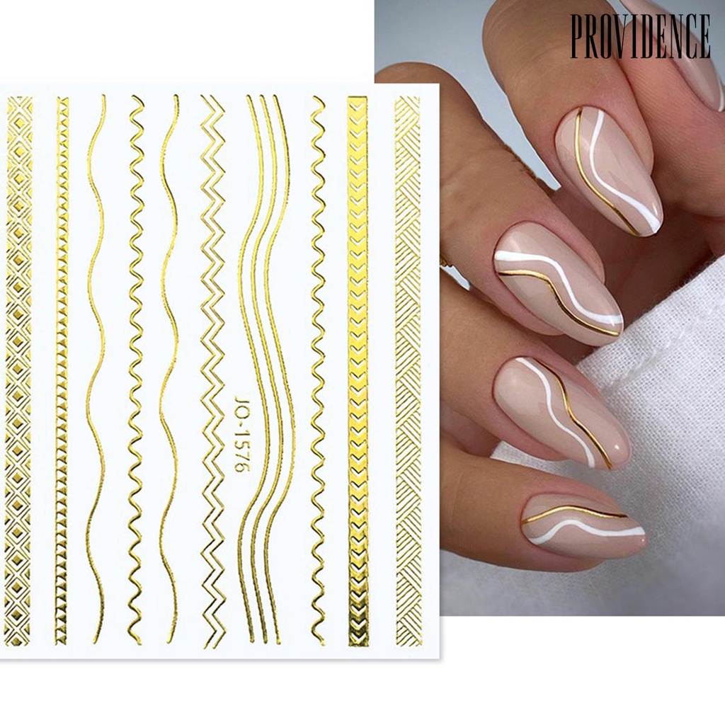 Providence Stiker Kuku Ultra Tipis Motif Garis Asimetris Untuk Nail Art / Manicure / Salon