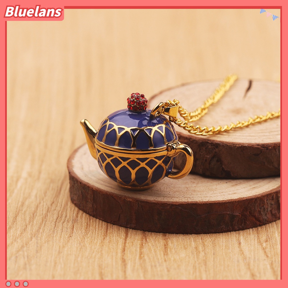 Kalung Rantai Panjang Liontin Teko Teh Aksen Berlian Imitasi Untuk Wanita