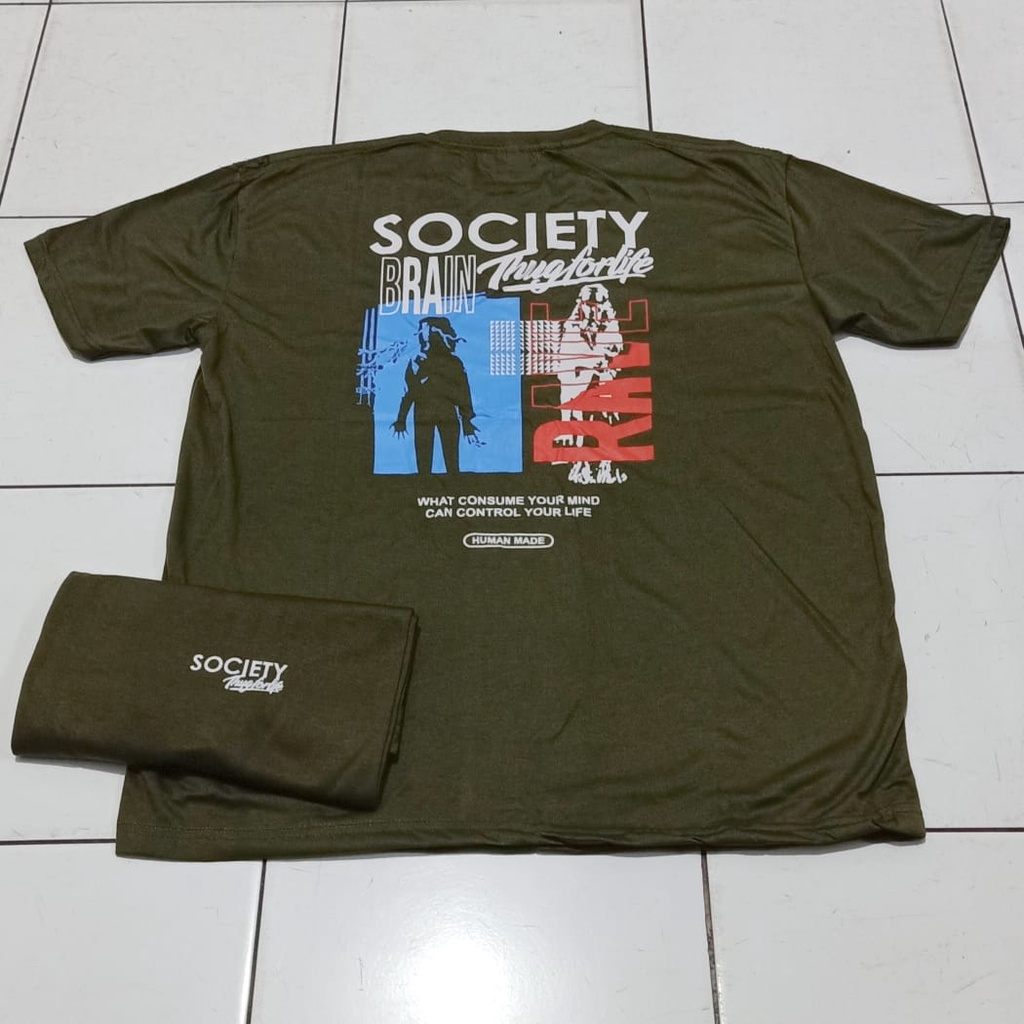 Kaos murah Kaos distro murah baju  distro pria t-shirt murah combed30s society hijau lumut