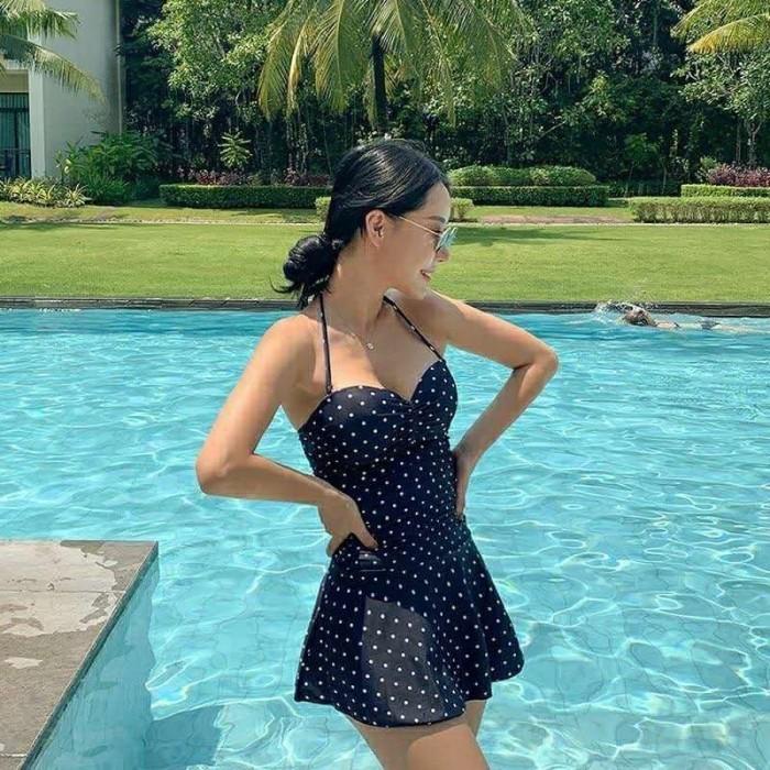 POLKA Swimdress Baju Renang Wanita Jumbo Big Size Swimsuit Swimskirt