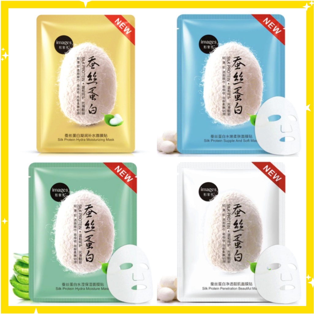 IMAGES Silk Protein Hydra Moisture Sheet Mask Facial  Masker Wajah Sutera EM018