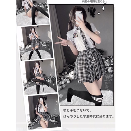 Set Lingerie Sexy Cosplay Party JK Seragam Cosplay Rok Rempel Siswa A232/B