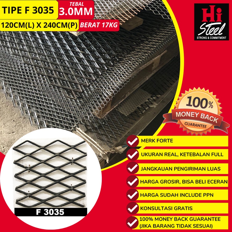 Expanded Metal Besi Tipe F 3035 - 120cm x 240cm