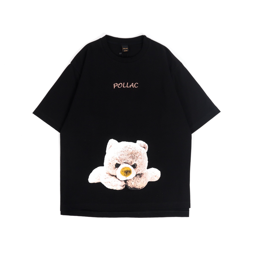 Pollac T-shirt Oversized Unisex Black Bear l Kaos Oversize Pria dan Wanita