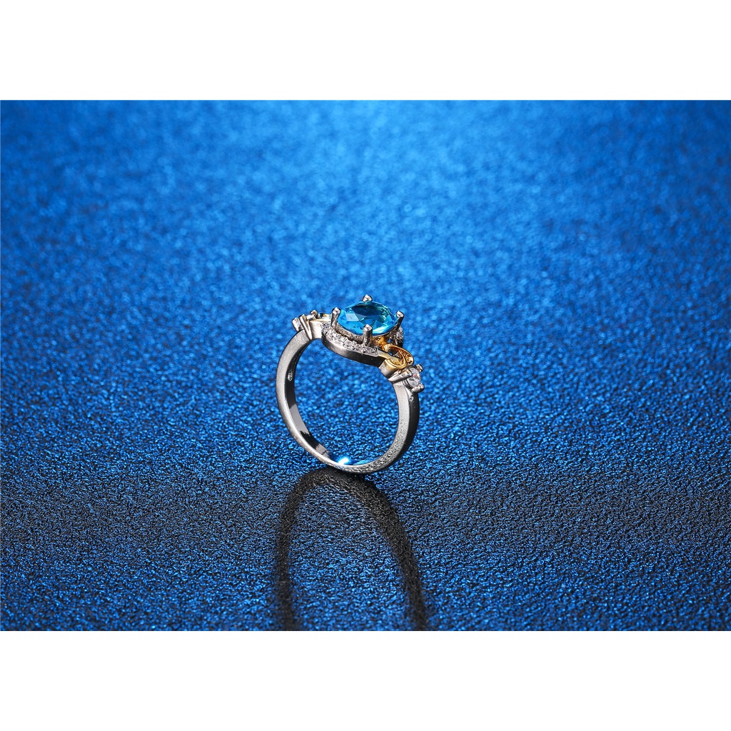 Cincin electroplating Hias zircon Dua Warna Gaya Eropa Amerika Untuk Wanita