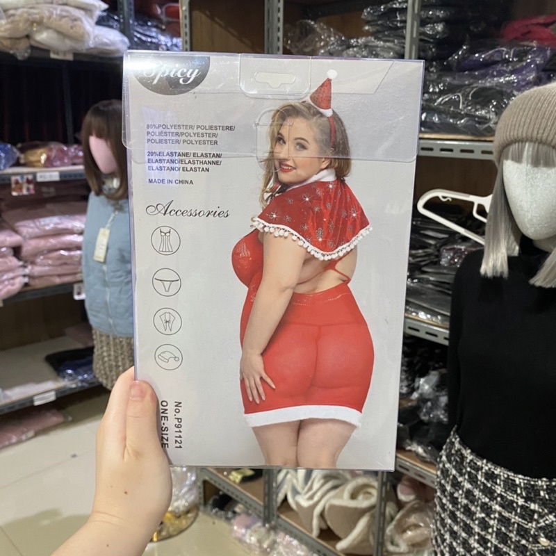 Lingerie Cosplay jumbo christmas natal wanita plus size baju tidur big size import sexy