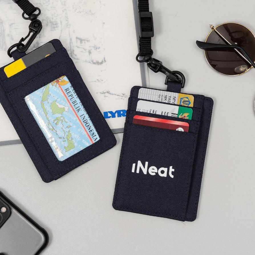 

Trendy!! iNeat Card Holder Lanyard ID Card Nametag Wallet Navy ✔