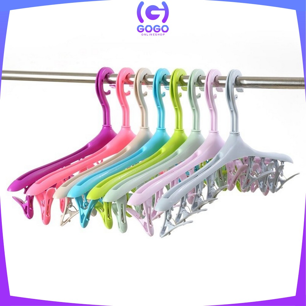 GOGO-C281 Hanger Baju Jepitan 8IN1 / Gantungan Jemuran Baju Plastik Tebal / Hanger Kaos Kaki / Gantungan Pakaian Dalam