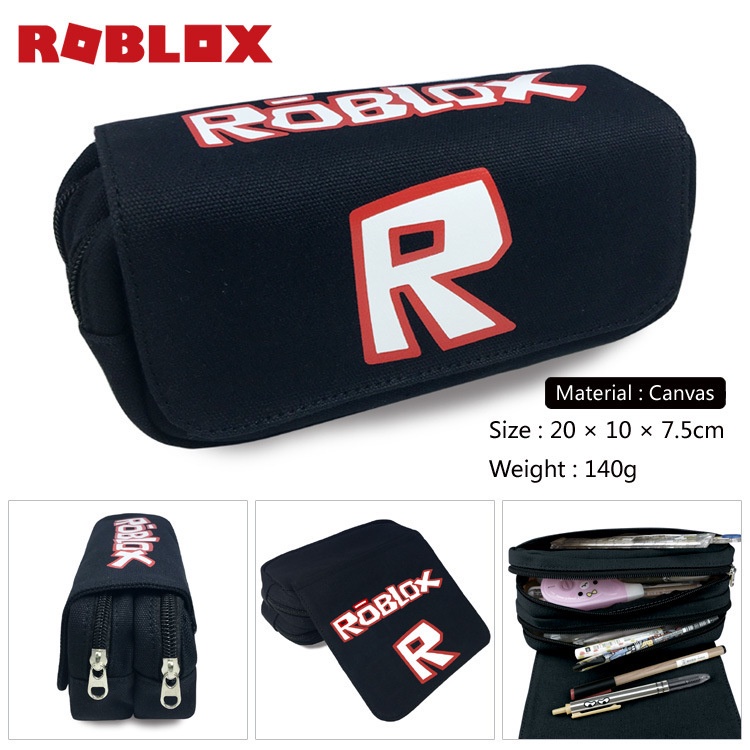 

Robloxing Portable Waterproof Pencil Case Double-layer Zipper Canvas Large Capacity Student Pencil C