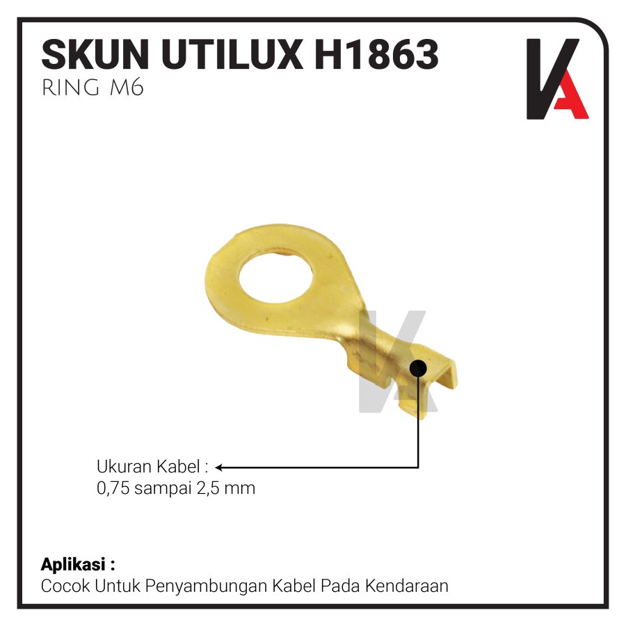 TERMINAL SKUN UTILUX RING GEPENG BAUT 10 M6 DIAMETER 6MM ORIGINAL