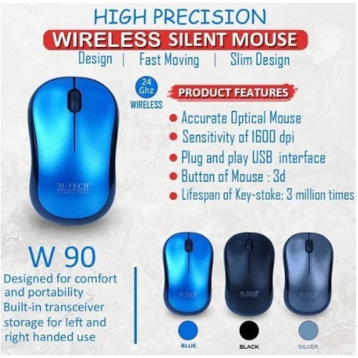 Mouse M-Tech SILENT Wireless W90 2.4Ghz Postel