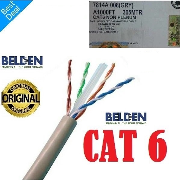 KABEL LAN UTP cat 6 / cat6 BELDEN made in USA meteran / eceran