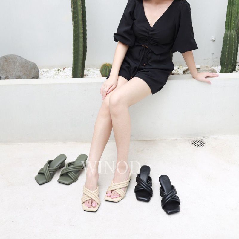Sendal Heels Wanita 5 Cm Sendal Wanita Busa Sendal Pesta Sendal Kondangan Kimmy Heels
