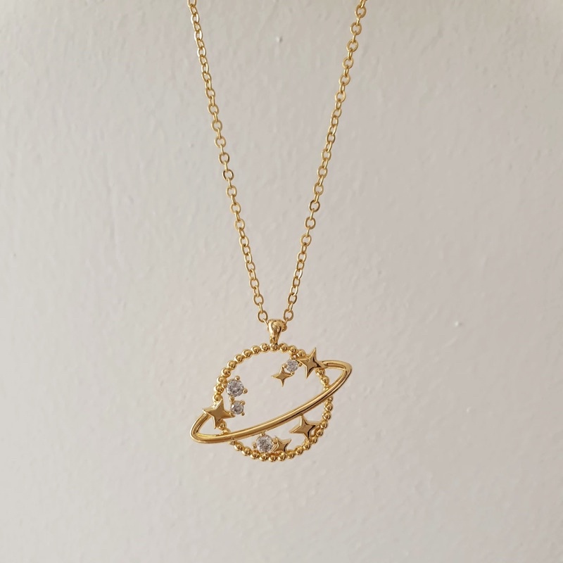 Ark.co - Titan necklace kalung saturnus planet bulan bintang