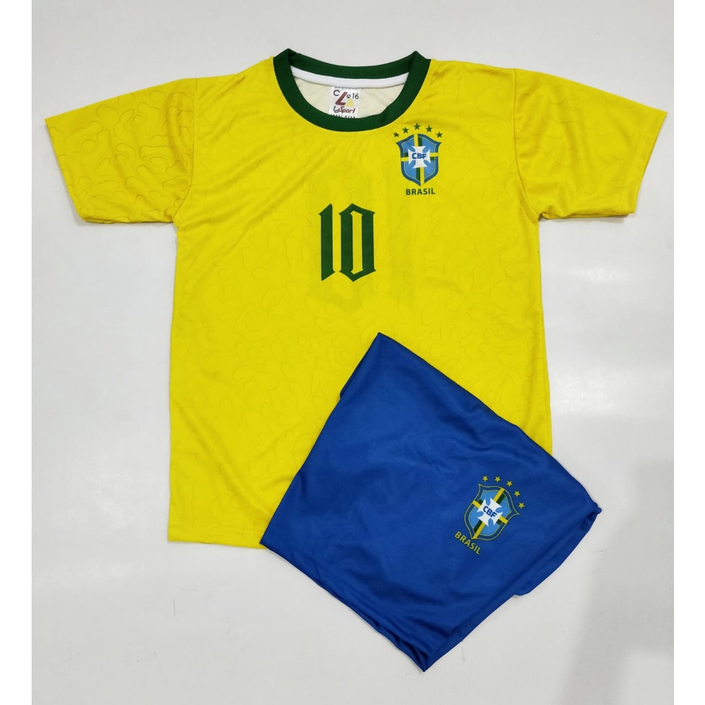 JERSEY SETELAN BRAZIL-KAOS SETELAN ANAK BRAZIL HOME BARU