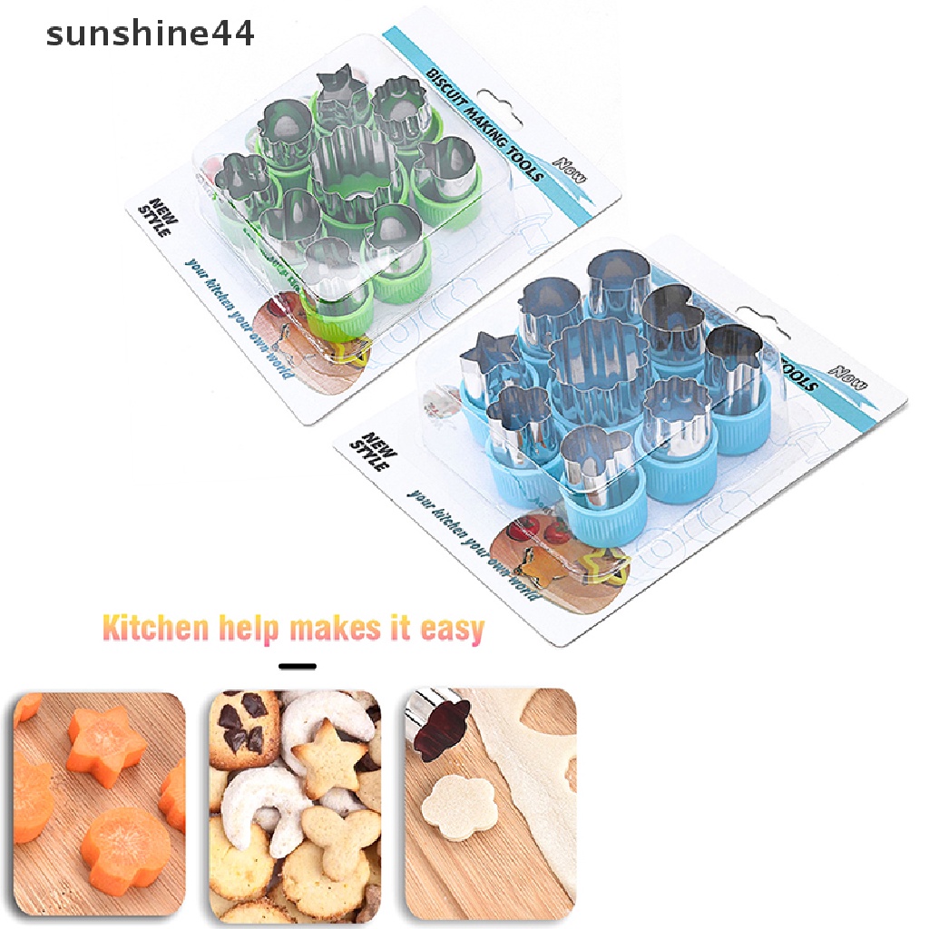 Sunshine 9Pcs Cetakan Cutter Stainless Steel Untuk Kue / Biskuit / Buah / Sayuran