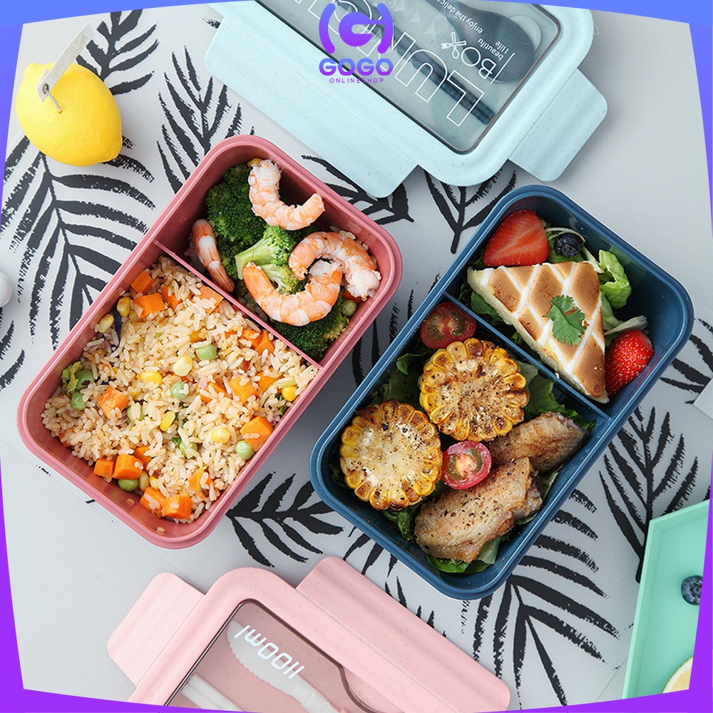 GOGO-C479 Tempat Makan Lunch Box Set Free Sendok Garpu Kotak Makan Transparant Bento Box / Kotak Makan BPA FREE