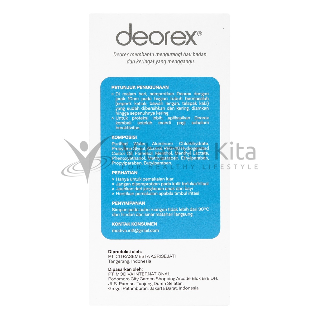 Deorex Body Odorizer Spray 60 Ml BPOM | Body Spray, Penghilang Bau Ketiak &amp; Bau Kaki