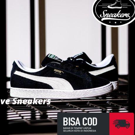 Terbaik sepatu_puma classics suede black white original vietnam bnib full tag barcode bahan leather 