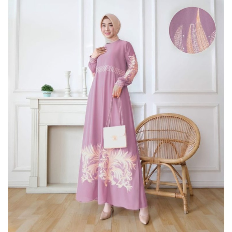 Gamis Mix Bordir Can Banu bahan Ceruti | Gamis syari | Fashion Wanita Muslim | Gamis Pesta | Gamis C